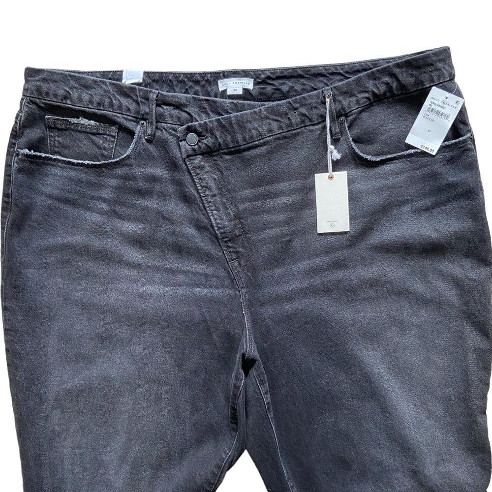 GOOD AMERICAN Crossover Good Boy Jean Black 22 Plus Size NWT